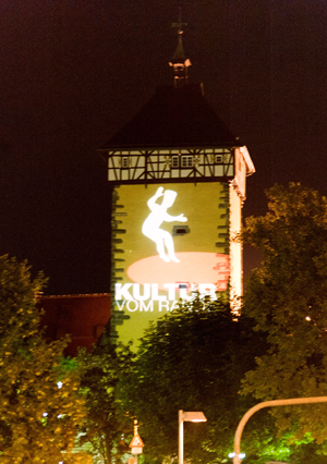 Festival-Logo am Tübinger Tor. Foto: Markus Niethammer